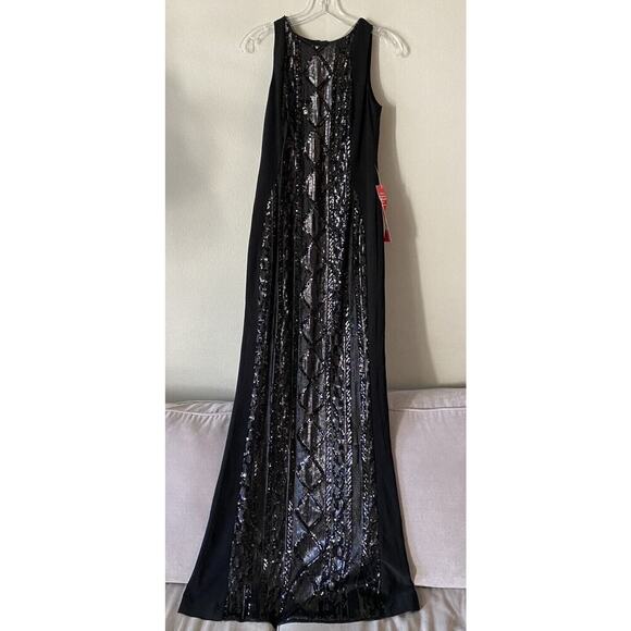 Adrianna Papell Dresses & Skirts - Adrianna Papell Size 2 Black Cable Sequin Evening Gown Dress Sparkle Glam